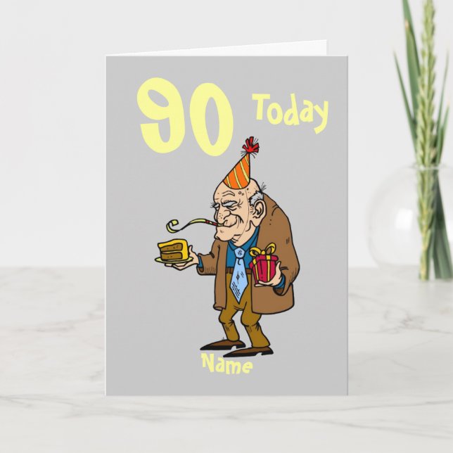 90th 90 today birthday cartoon personalised card (Front)