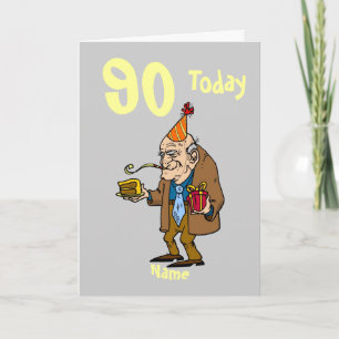90th 90 today birthday cartoon personalised card