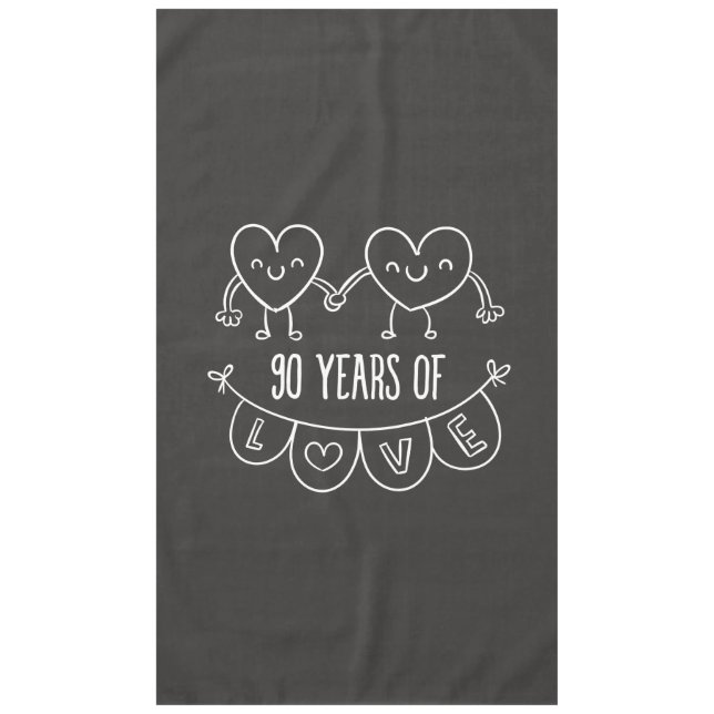 90th Anniversary Gift Chalk Hearts Tablecloth (Front)