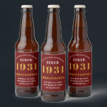 90th Birthday 1931 Red Gold Retro Personalised Beer Bottle Label<br><div class="desc">A personalised classic label design for that birthday celebration for a special person born in 1931 and turning 90. Add the name to this vintage retro style red, white and gold design for a custom 90th birthday gift. Easily edit the name and year with the template provided. A wonderful custom...</div>