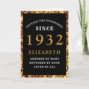 90th Birthday 1932 Black Gold Elegant Card