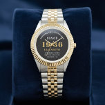 90th Birthday 1936 Elegant Black White Chic Watch<br><div class="desc">A wonderful birthday gold design on a unique watch for that special celebration. Easily customize the text using the template provided. Part of the setting standards range of birthday gifts.</div>