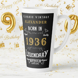 90th Birthday 1936 Legendary Retro Latte Mug