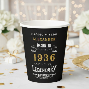 90th Birthday 1936 Legendary Retro Paper Cups