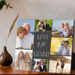 90th Birthday 7 Photo Collage Dark Gray Plaque<br><div class="desc">Say Happy 90th Birthday with a personalized photo plaque. The photo template is set up for you to add 7 of your favorite photos which are displayed in a photo collage around the birthday greeting. The wording simply reads "Happy 90th Birthday" in casual typography. "90th" is actually editable if you...</div>