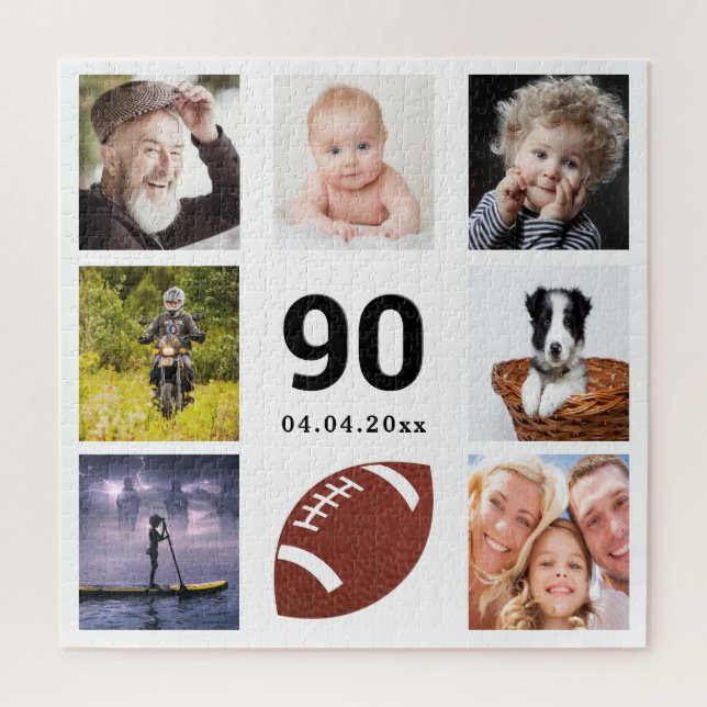 90th birthday 90 photo collage man guy white jigsaw puzzle (Vertical)