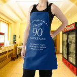 90th Birthday Add Name Elegant Blue and White Apron<br><div class="desc">Celebrate your loved one's 90th birthday with a personalised apron from Zazzle! This elegant apron features a classic blue and white design that will look great in any kitchen. Surprise your special someone with a gift that shows how much you care. Personalise it by adding their name and a special...</div>