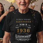 90th Birthday Add Your Name Born 1936 Legendary T-Shirt<br><div class="desc">90th Birthday born in 1936 Add your name Tshirt. Edit the name and year with the template provided. A wonderful custom black birthday Tshirt. More gifts and party supplies available with the "Legendary" design in the store.</div>