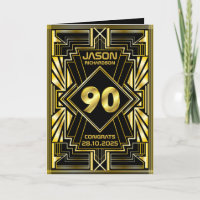 90th Birthday Art Deco Gold Black Great Gatsby