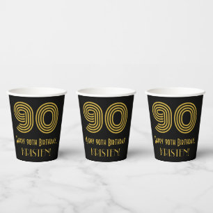 90th Birthday: Art Deco Inspired Look “90” & N Paper Cups