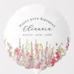 90th Birthday August Birth Flower Party Supplies Balloon<br><div class="desc">Custin party supplies for an August birthday party. Gladiolus is the birth flower for that month. It forms a pretty watercolor bottom border on this floral personalised balloon. The birthday celebrant's name,  age and birthdate are placed above it using elegant calligraphy and typography. All text is editable.</div>