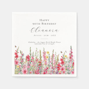 90th Birthday August Birth Month Flower Gladiolus Napkin