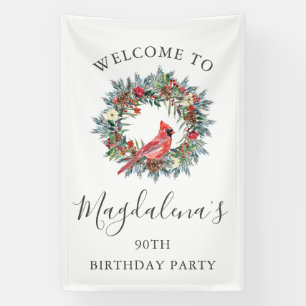 90th Birthday Banner Red Cardinal Custom Welcome