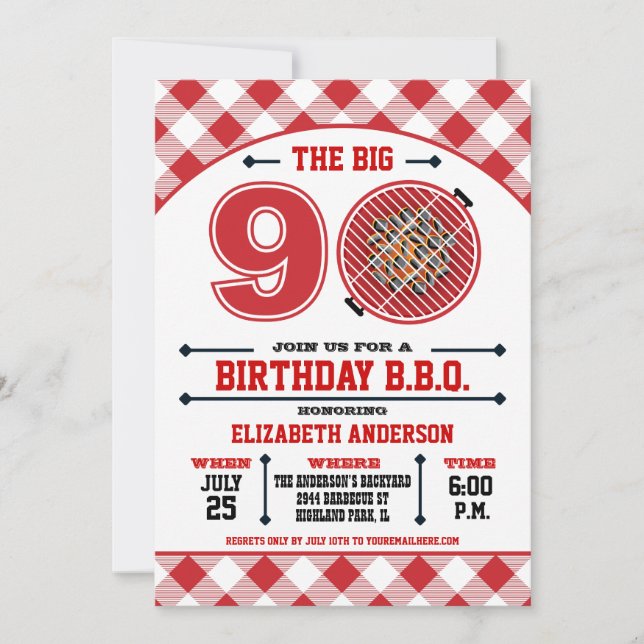 90th Birthday Barbecue Invitation (Front)