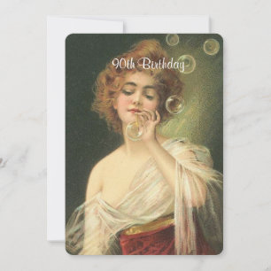 90th Birthday, Beautiful Victorian Woman, Custom Invitation