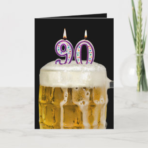 90th Birthday Beer on black Card