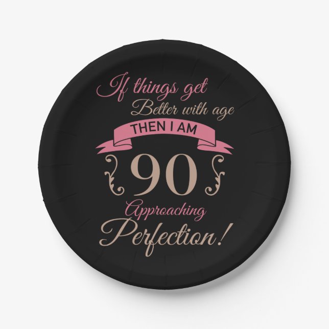 90th Birthday Better With Age Paper Plate (Front)