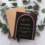 90th birthday black burgundy budget save the date flyer<br><div class="desc">Please note that this Save the date is on flyer paper and very thin. Envelopes are not included. For thicker Save the Date cards (same design) please visit our store. A Save the Date for a 90th birthday party. A black and burgundy background, decorated with a faux gold arch. Personalise...</div>