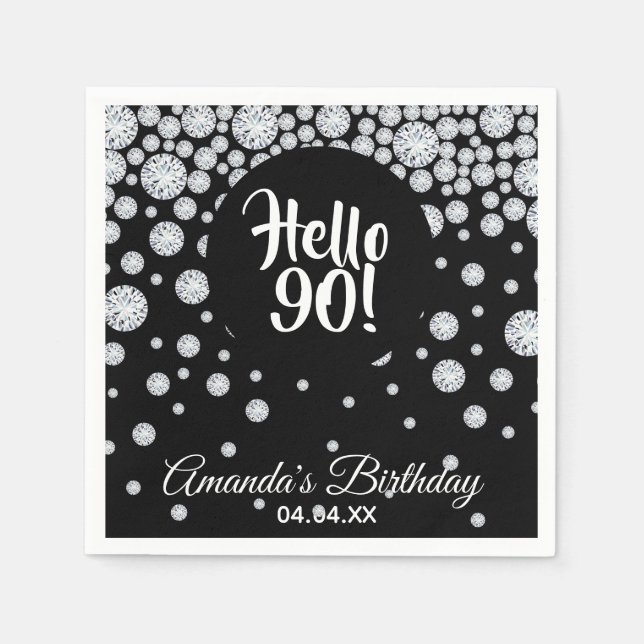 90th birthday black diamonds napkin (Front)