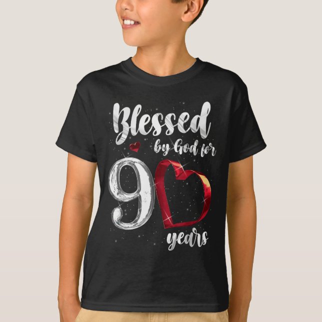 90th Birthday Blessed By God For 90 Years Birthday T-Shirt (Front)