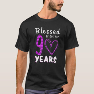 90th Birthday  Blessed by God for 90 Years Old Hea T-Shirt