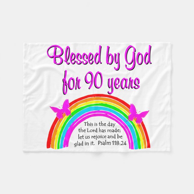 90TH BIRTHDAY BLESSING FLEECE BLANKET (Front (Horizontal))