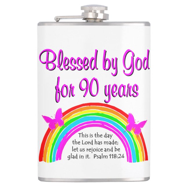 90TH BIRTHDAY BLESSING HIP FLASK (Front)