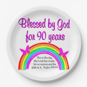 90TH BIRTHDAY BLESSING PAPER PLATE