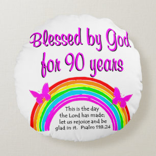 90TH BIRTHDAY BLESSING ROUND CUSHION