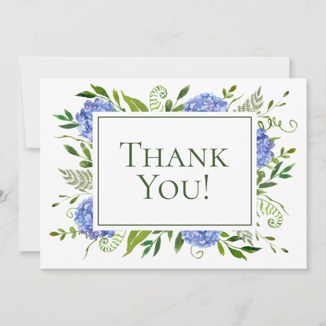 90th Birthday Blue Hydrangeas Thank You Card (Front)