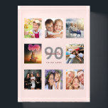 90th birthday blush rose gold name photo paperweight<br><div class="desc">A unique 90th birthday gift or keepsake, celebrating her life with a collage of 8 of your photos. Add images of her family, friends, pets, hobbies or dream travel destination. Personalise and add a name, age 90 and a date. Grey and dark rose gold coloured letters. Elegant and trendy blush...</div>