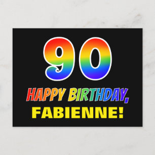 90th Birthday: Bold, Fun, Simple, Rainbow 90 Postcard