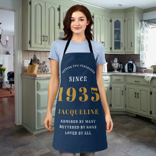 90th Birthday Born 1935 Blue And Gold Apron