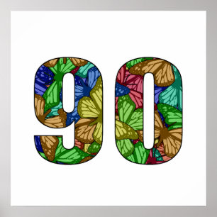 90th Birthday Butterflies Poster