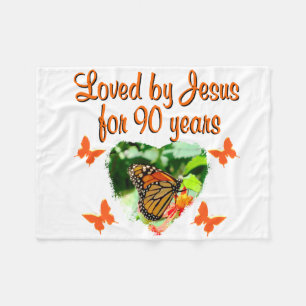 90TH BIRTHDAY BUTTERFLY FLEECE BLANKET