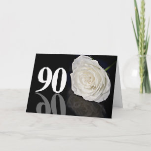 90th Birthday Card with a classic white rose