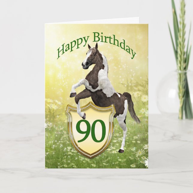 90th birthday card with a rearing horse (Front)