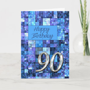 90th Birthday card with abstract squares.