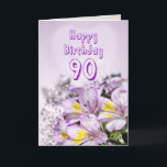 90th Birthday card with alstromeria lily flowers<br><div class="desc">A delightful birthday card for a woman with a huge bouquet of flowers.</div>