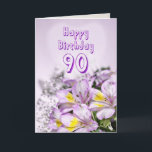 90th Birthday card with alstromeria lily flowers<br><div class="desc">A delightful birthday card for a woman with a huge bouquet of flowers.</div>