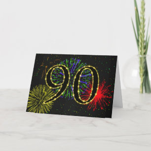 90th Birthday card with fireworks