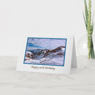 90th Birthday Card with Snowy Mountains