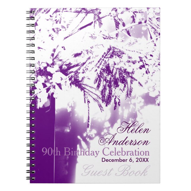 90th Birthday Celebration Flower Bouquet GuestBook Spiral Notebook (Front)