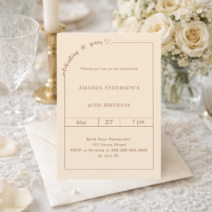 90th birthday champagne gold simple modern invitation