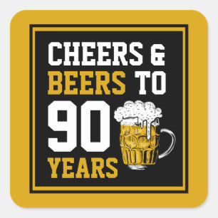 90th Birthday Cheers & Beers to 90 Years Square Sticker