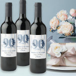 90th Birthday Cheers to 90 Years Floral Number<br><div class="desc">Raise a toast and say Cheers to 90 years with 90th birthday wine labels. Template has fully editable wording to personalise as you wish. Design features number 90 decorated with rose buds, flower blooms and foliage in shades of coastal blue and sand. Subtle feminine and elegant design with watercolor floral...</div>