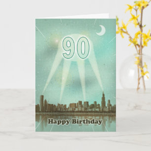 90th Birthday City and Spotlights Card