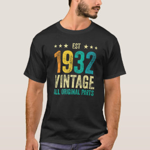 90th Birthday Classic Retro Style Tees Est 1932 Vi