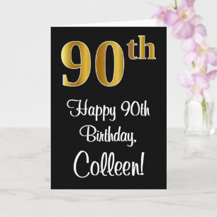 90th Birthday ~ Elegant Luxurious Faux Gold Look # Card