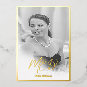 90th Birthday Elegant Monogram Photo Birthday 